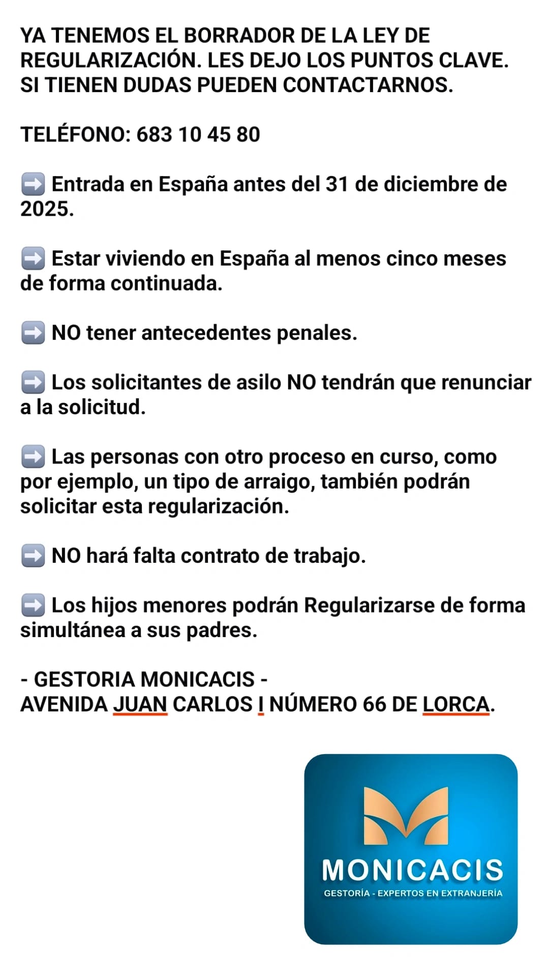 Monicacis-Gestoria-borrador-regularizacion inmigrantes 2025