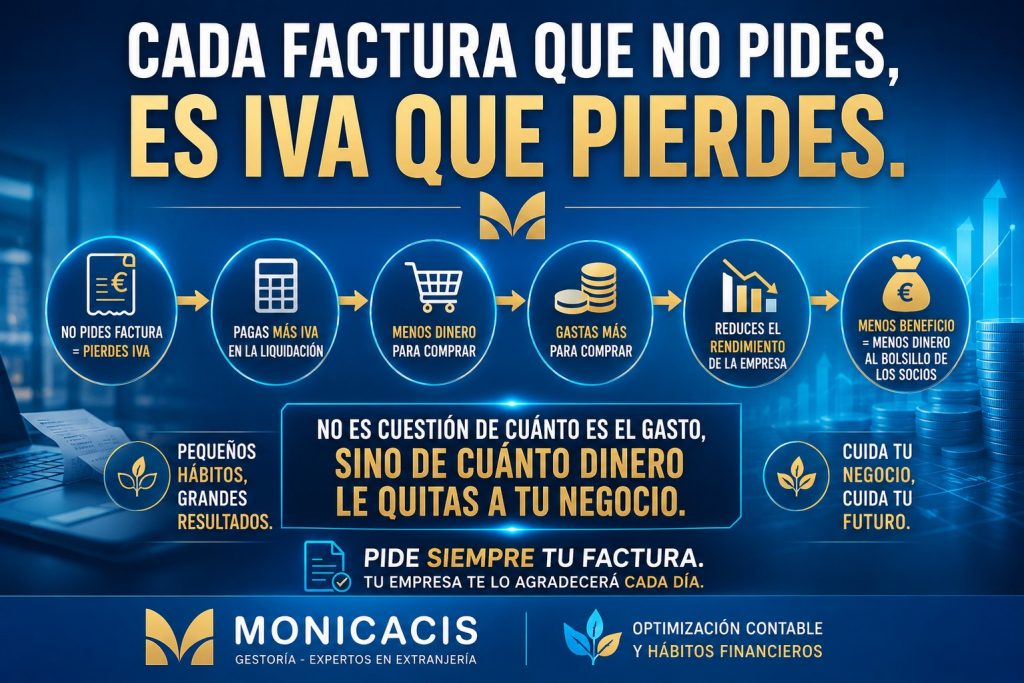 Cada factura que no pides es IVA que pierdes y menos beneficio para tu negocio